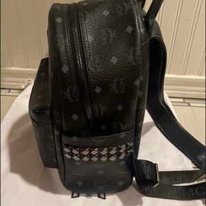 MCM Black Backpack with Silver Accents
